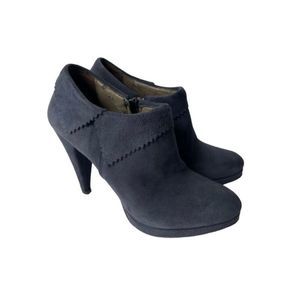 Vera Pelle Vintage Blue Suede Heels Made In Italy Size 6 EU 37 Ankle Boots